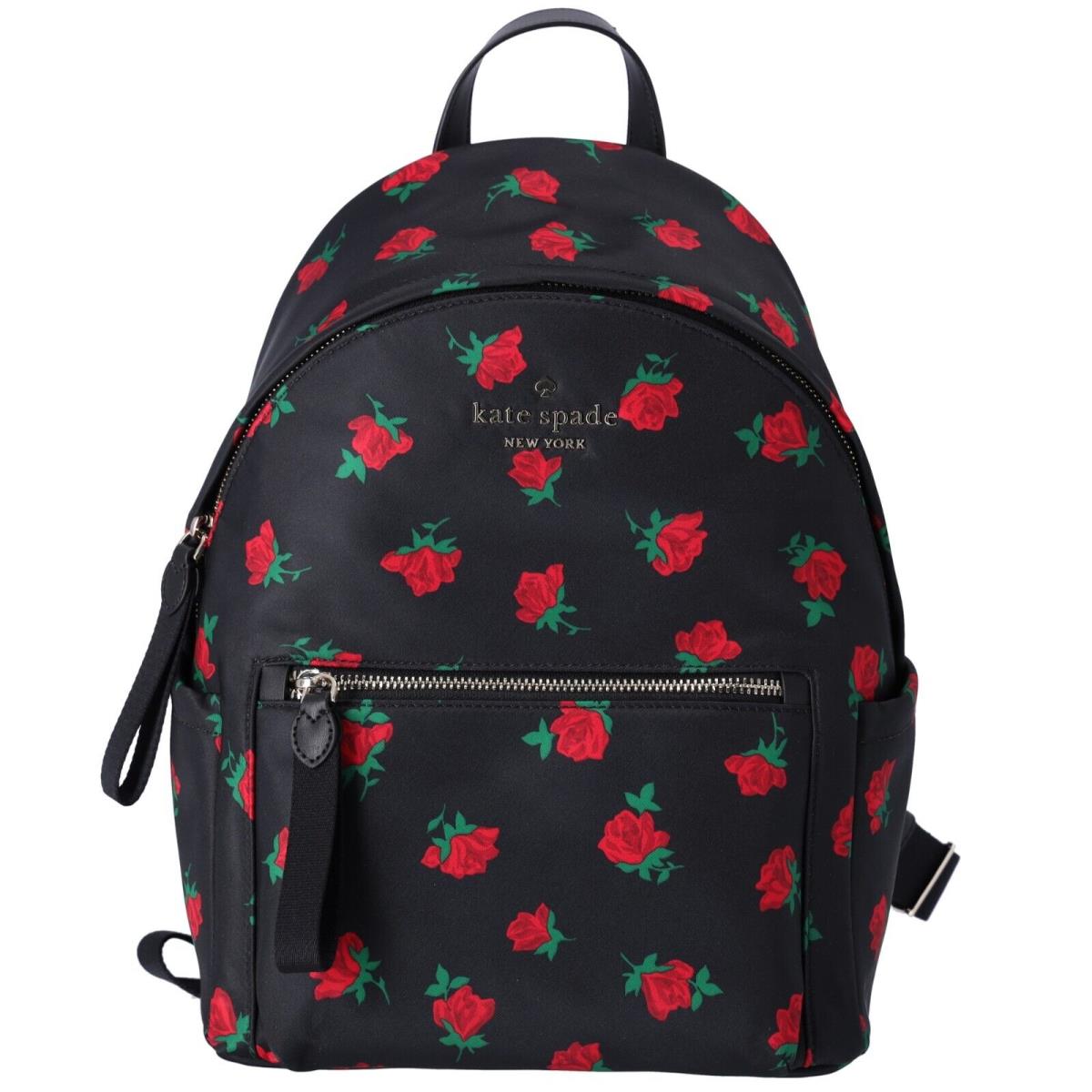 Kate Spade Chelsea Rose Toss Printed Medium Backpack Nylon Black Multi