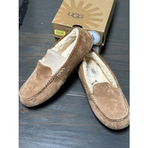 Women`s Ugg W Ansley Slipper 1106878W Chestnut Suede Moccasin Shoes Sherpa SZ 10