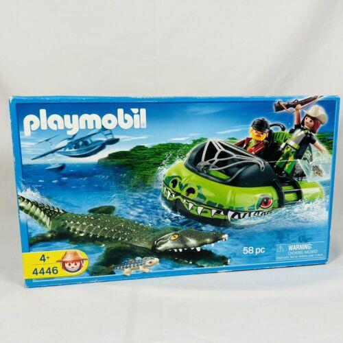 Playmobil Jungle 4446 Alligator Hunter`s Hovercraft Crocodile Building Set