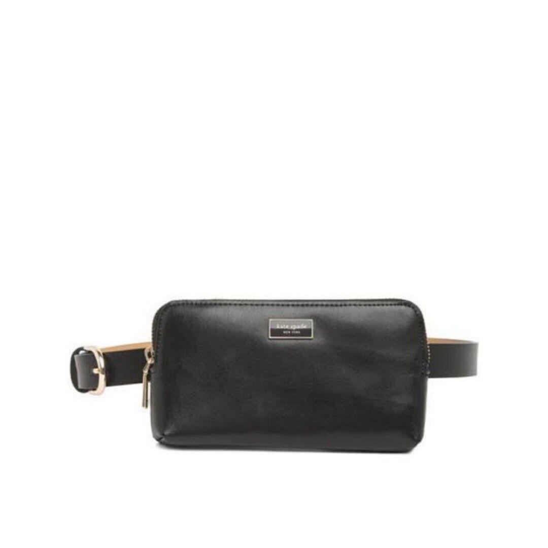 New Kate Spade Zip Top Leather Belt Bag Fanny Pack Black S/m