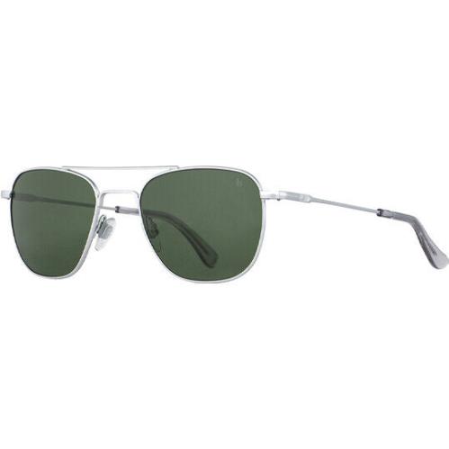 American Optical Pilot Men`s Sunglasses w/ Nylon Lens Mt Silver-Tone/Calobar Green (STSMGNN)