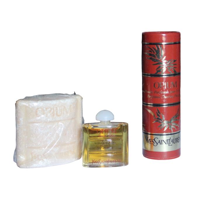 Vtg 80`s 90`s Yves Saint Laurent Opium Perfume Powder Soap Travel Set Ysl Nos