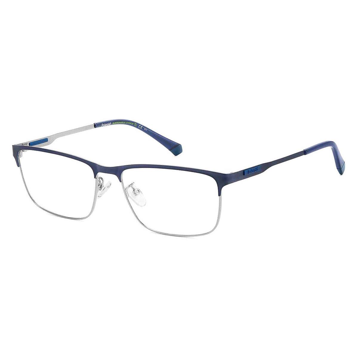 Polaroid Pld Eyeglasses Men Matte Blue Ruthenium 57mm