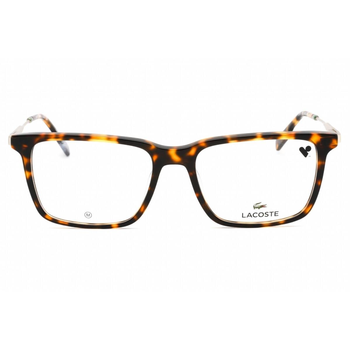Lacoste Men`s Eyeglasses Clear Lens Dark Havana Rectangular Frame L2925 230
