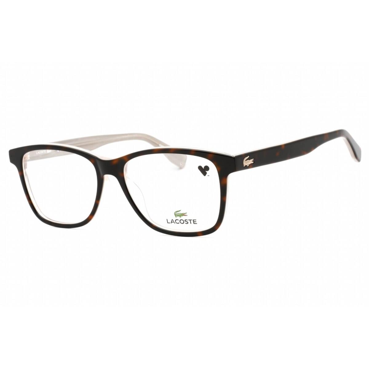 Lacoste Women`s Eyeglasses Clear Demo Lens Havana Rectangular Frame L2776 214