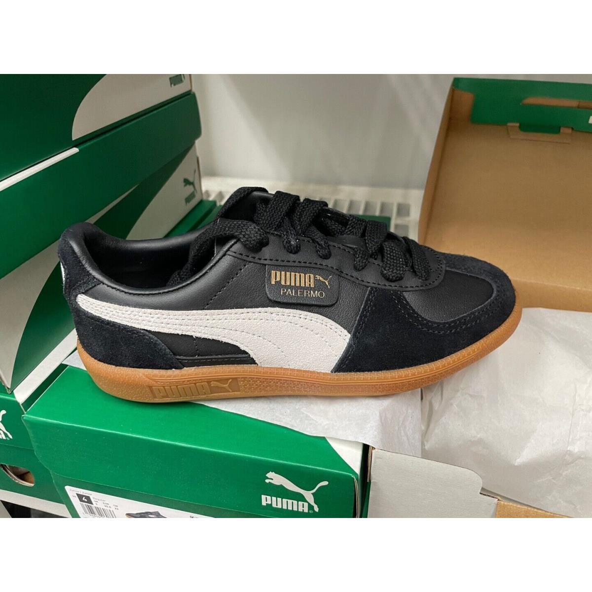 Adult Puma Palermo Black Leather 39646403 Gum White Sneaker Size 7