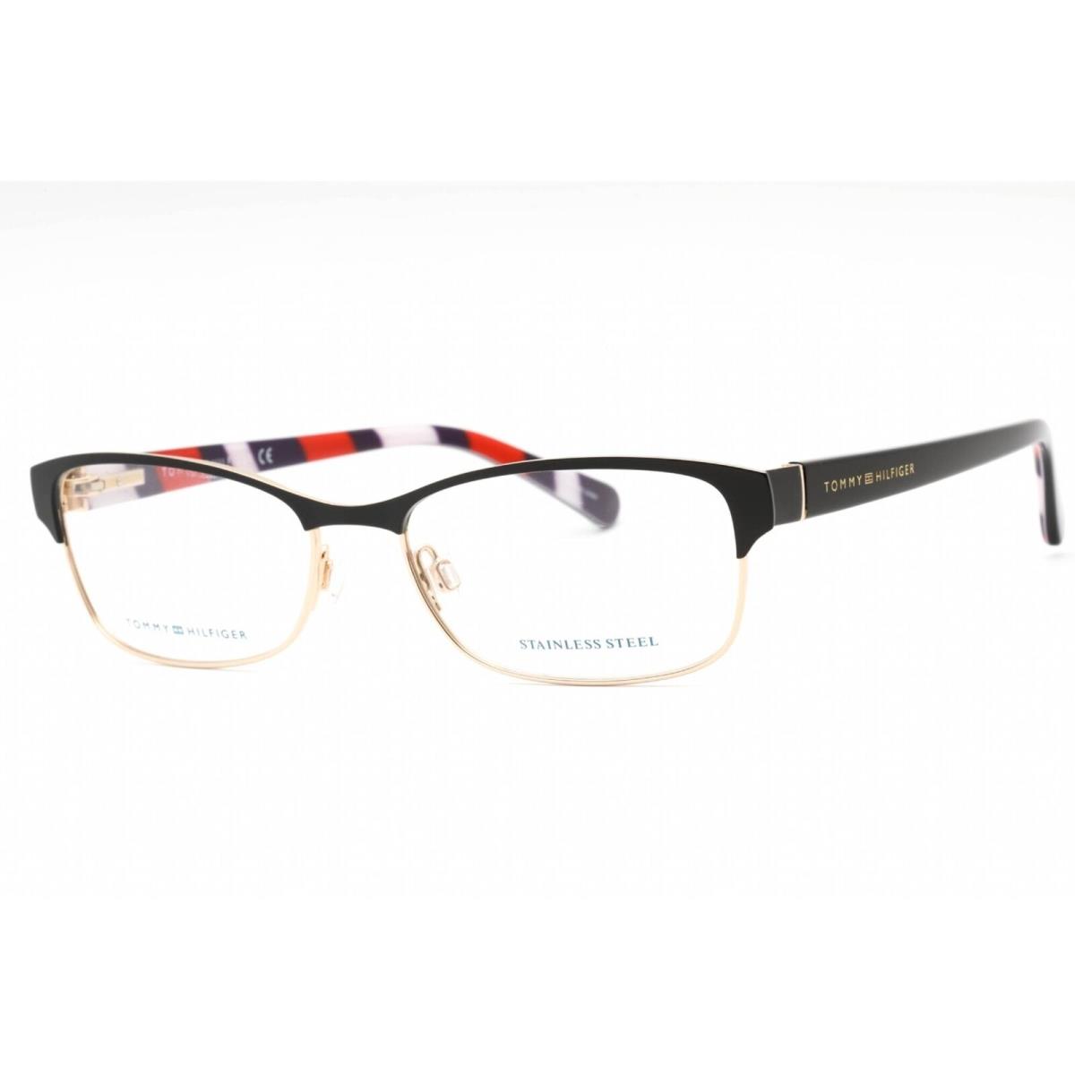 Tommy Hilfiger Women`s Eyeglasses Black Gold Rectangular Frame TH 1684 02M2 00