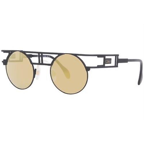 Cazal Legends 958 010 Sunglasses Men`s Black/grey/gold Mirror Round Shape 46-mm - Frame: Black, Lens: Gray
