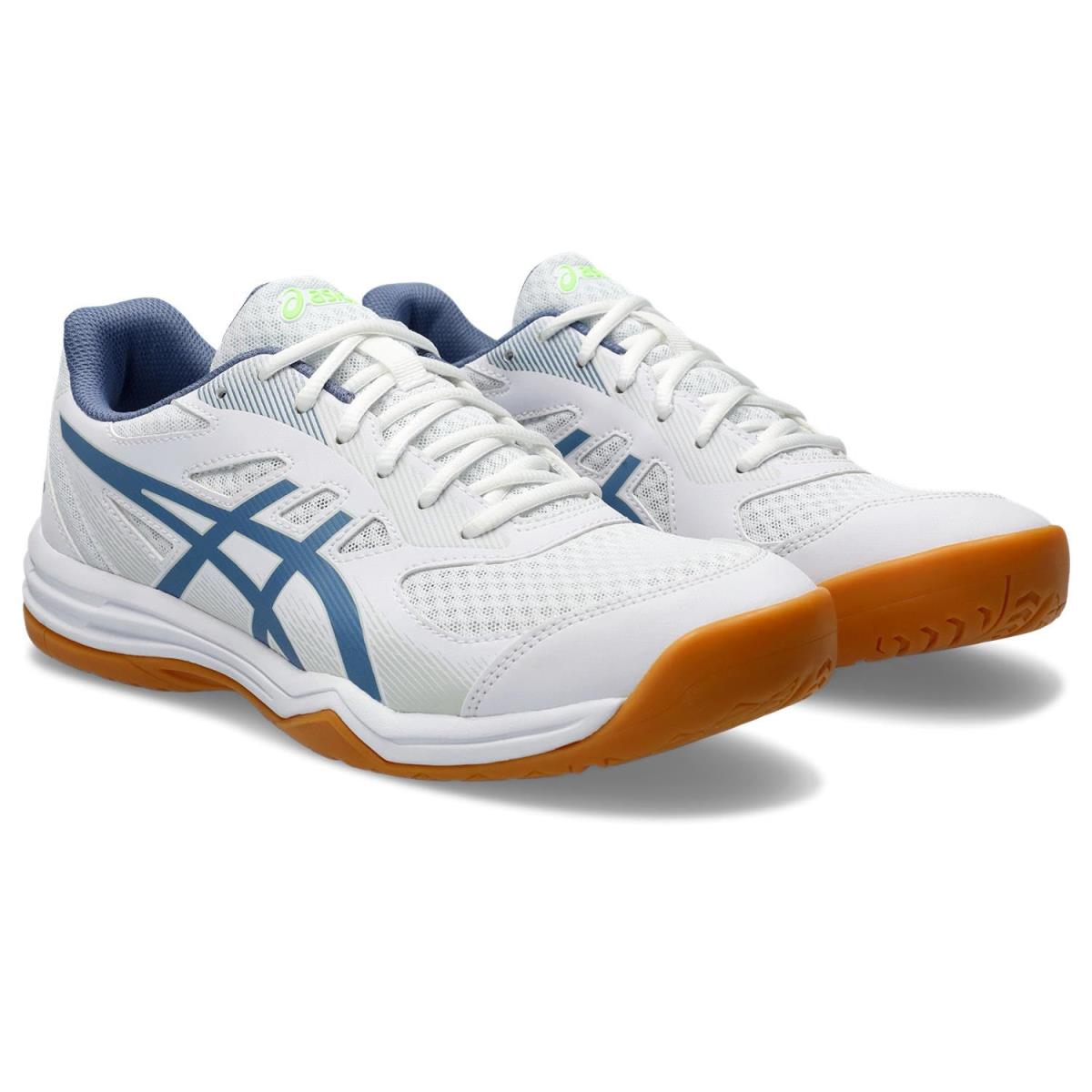 Man`s Sneakers Athletic Shoes Asics Upcourt 5 Volleyball Shoe White/Denim Blue