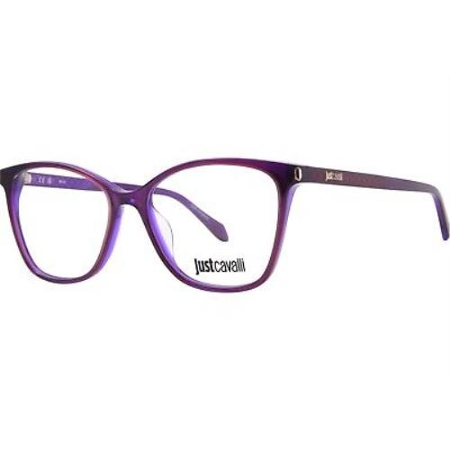 Just Cavalli VJC051 09FE Eyeglasses Women`s Brown/violet Full Rim Cat Eye 54mm