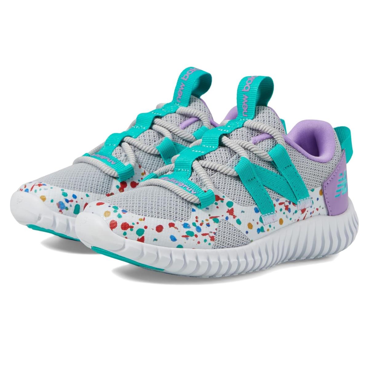 Girl`s Shoes New Balance Kids Playgruv v2 Bungee Little Kid Brighton Grey/Airyteal