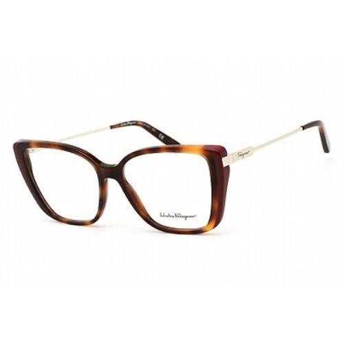 Salvatore Ferragamo Women`s Eyeglasses Havana/cherry Butterfly Frame SF2850 209