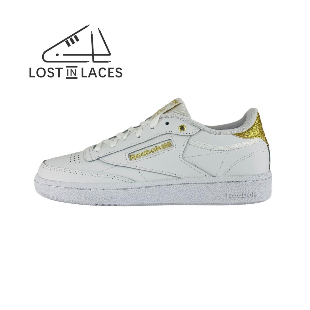 Reebok Club C 85 White Gold Metallic Sneakers Women`s Shoes GY9727