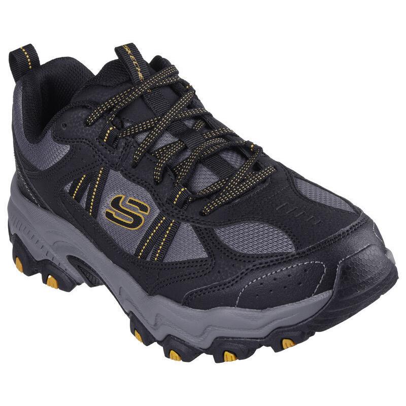 Mens Skechers Stamina AT - Upper Stitch Black Charcoal Leather Shoes