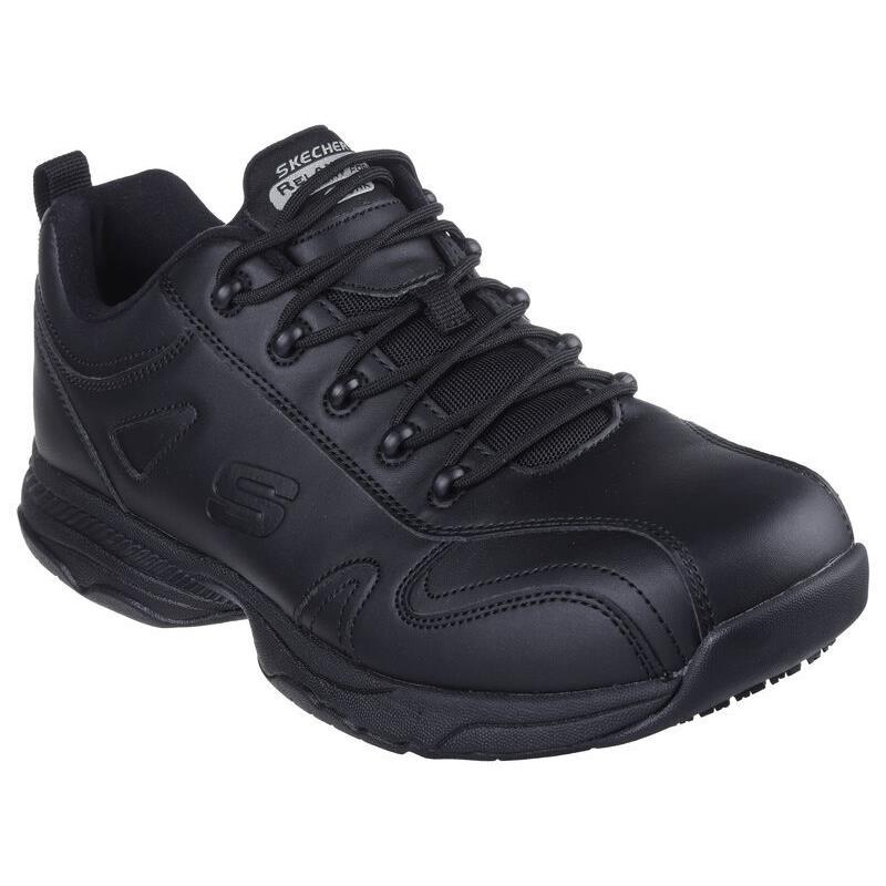 Mens Skechers Work Relaxed Fit: Dighton - Strits Black Leather Shoes