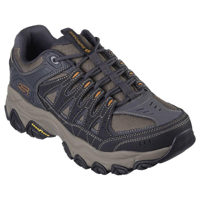 Mens Skechers After Burn M.fit 2.0 Charcoal Gold Leather Shoes