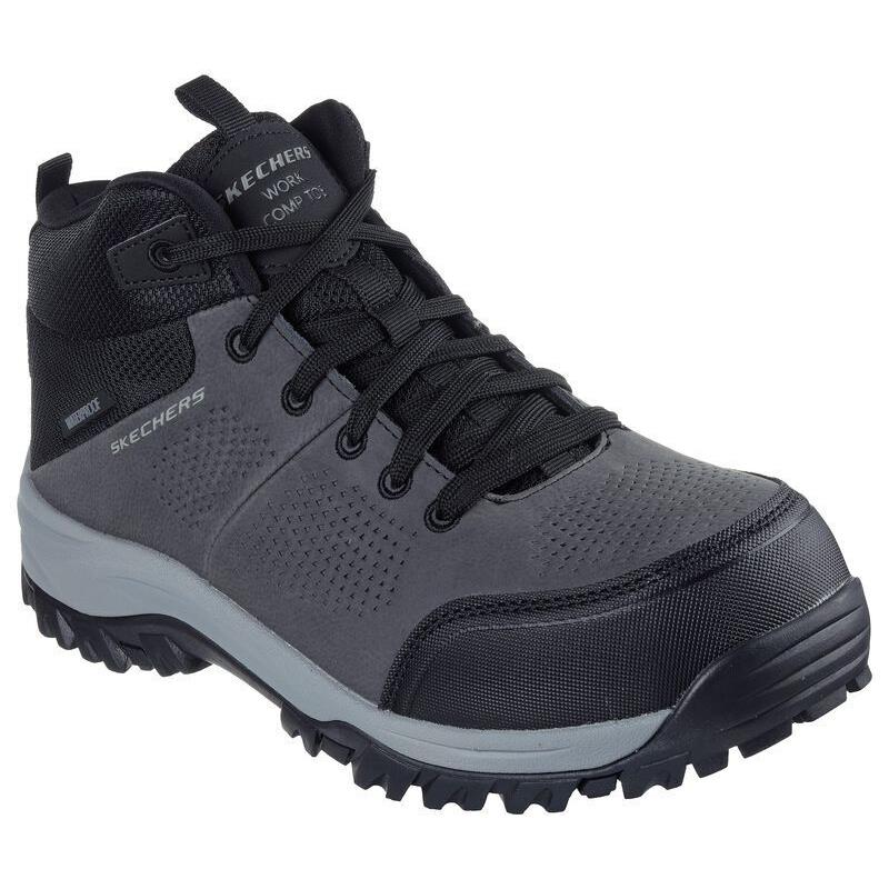 Mens Skechers Work: Relment - Erett CT Charcoal Black Leather Shoes