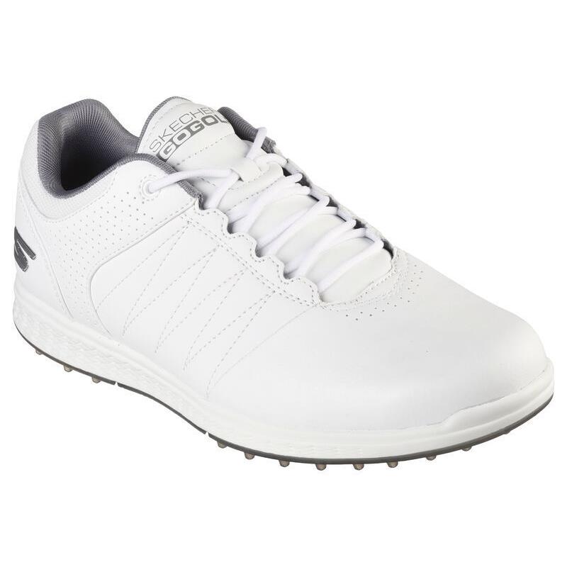 Mens Skechers GO Golf Pivot White Gray Leather Shoes - White