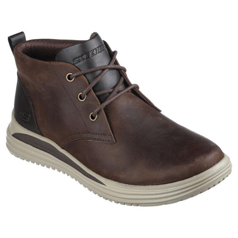 Mens Skechers Proven-yermo Chocolate Leather Shoes