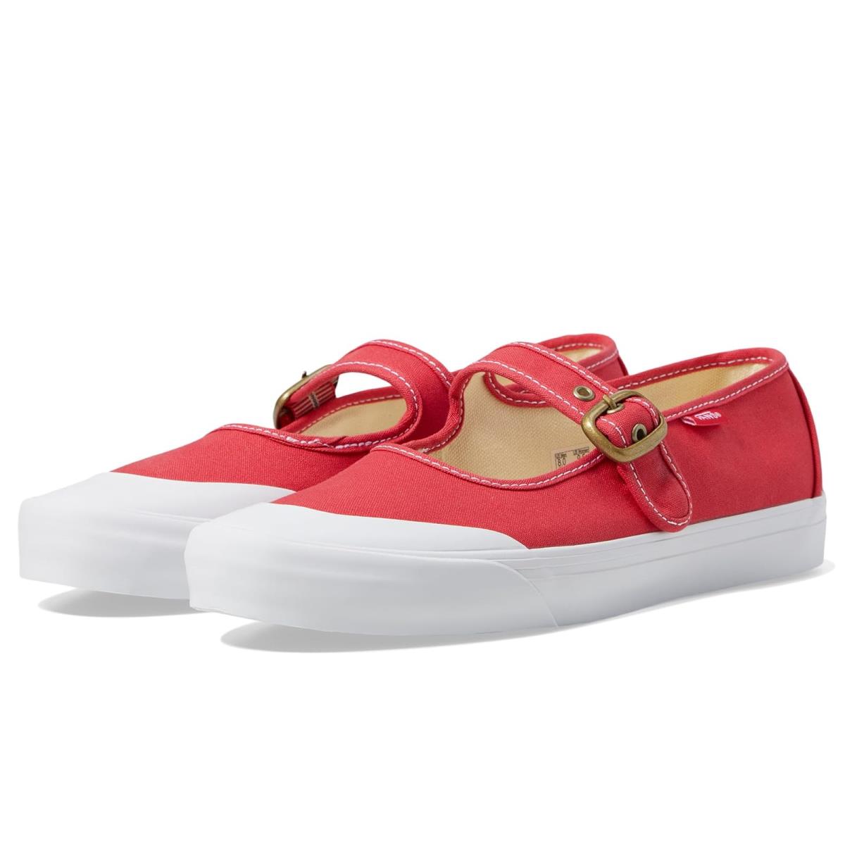 Woman`s Sneakers Athletic Shoes Vans Mary Jane Canvas Tomato