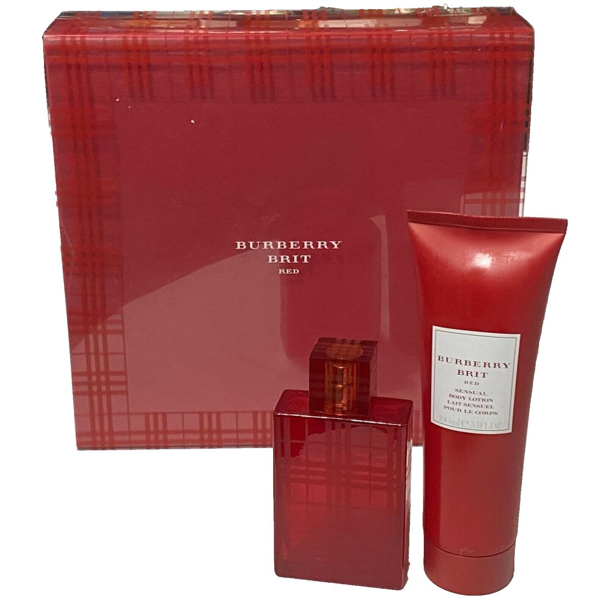 Burberry Brit Red For Women 1.7 oz Edp Spray 3.3 oz Body Lotion