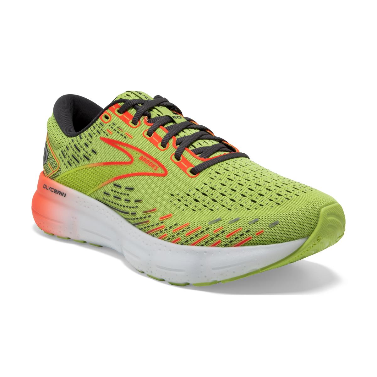 Brooks Glycerin 20 Men`s Road Running Shoes Lime/Red/Ebony