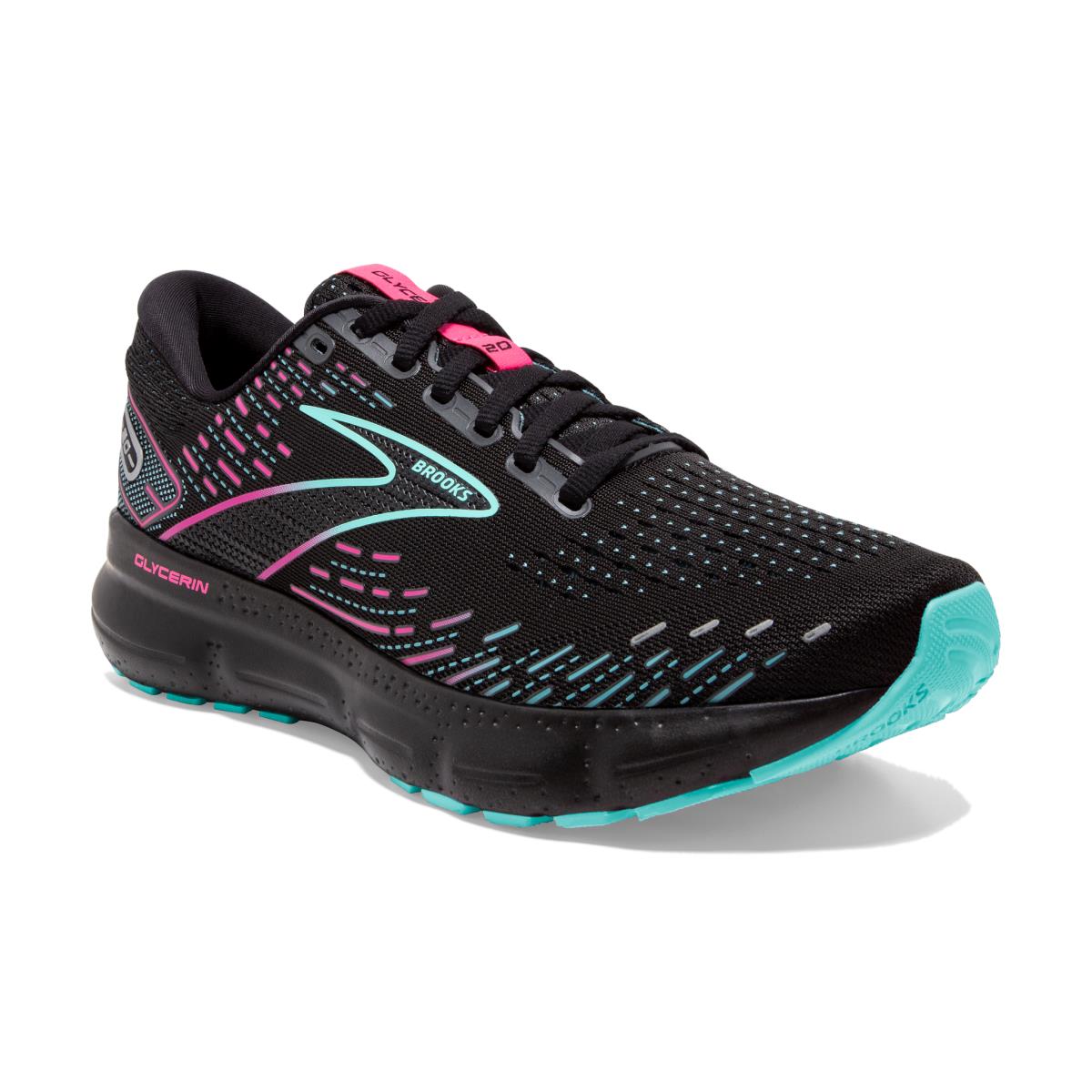 Brooks Glycerin 20 Women`s Road Running Shoes Black/Blue Light/Pink