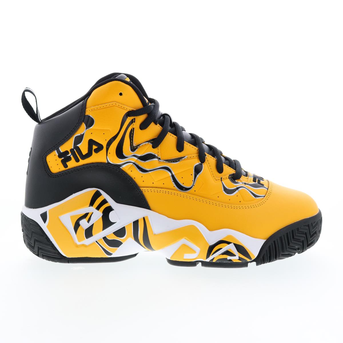 Fila MB 1BM01795-702 Mens Yellow Leather Lace Up Athletic Basketball Shoes 10.5