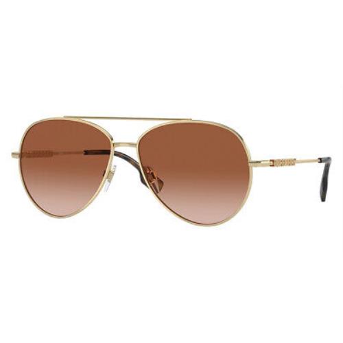 Burberry BE3147 Sunglasses Light Gold / Brown Gradient 58mm