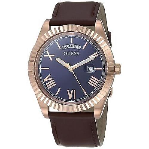 Guess GW0353G2 42mm Stainless Steel Day-date Watch with Coin Edge Bezel