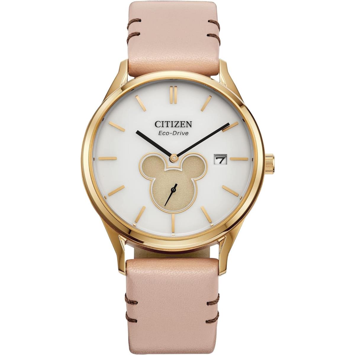 Citizen Eco-drive Disney Unisex Watch Stainless Steel with Leather Strap Micke