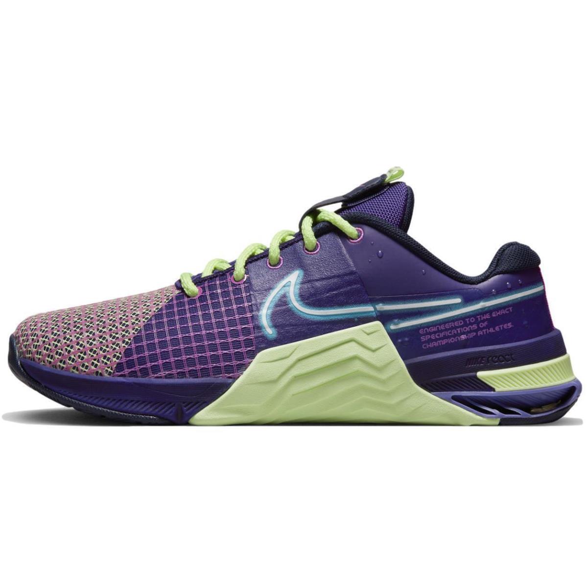 Nike Women`s Metcon 8 Amp `deep Purple Barely Volt` Shoes DV1168-500 - Purple