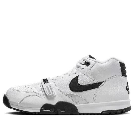 Nike Air Trainer 1 FB8066-100 Men White Black Leather Strap Sneaker Shoes NR6366 - White Black