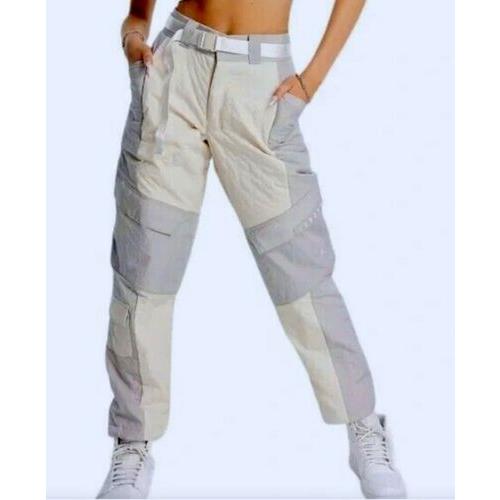 Nike Jordan Cozy Girl Quilted Insulated Loose Fit Oatmeal Grey Pants Womens M L