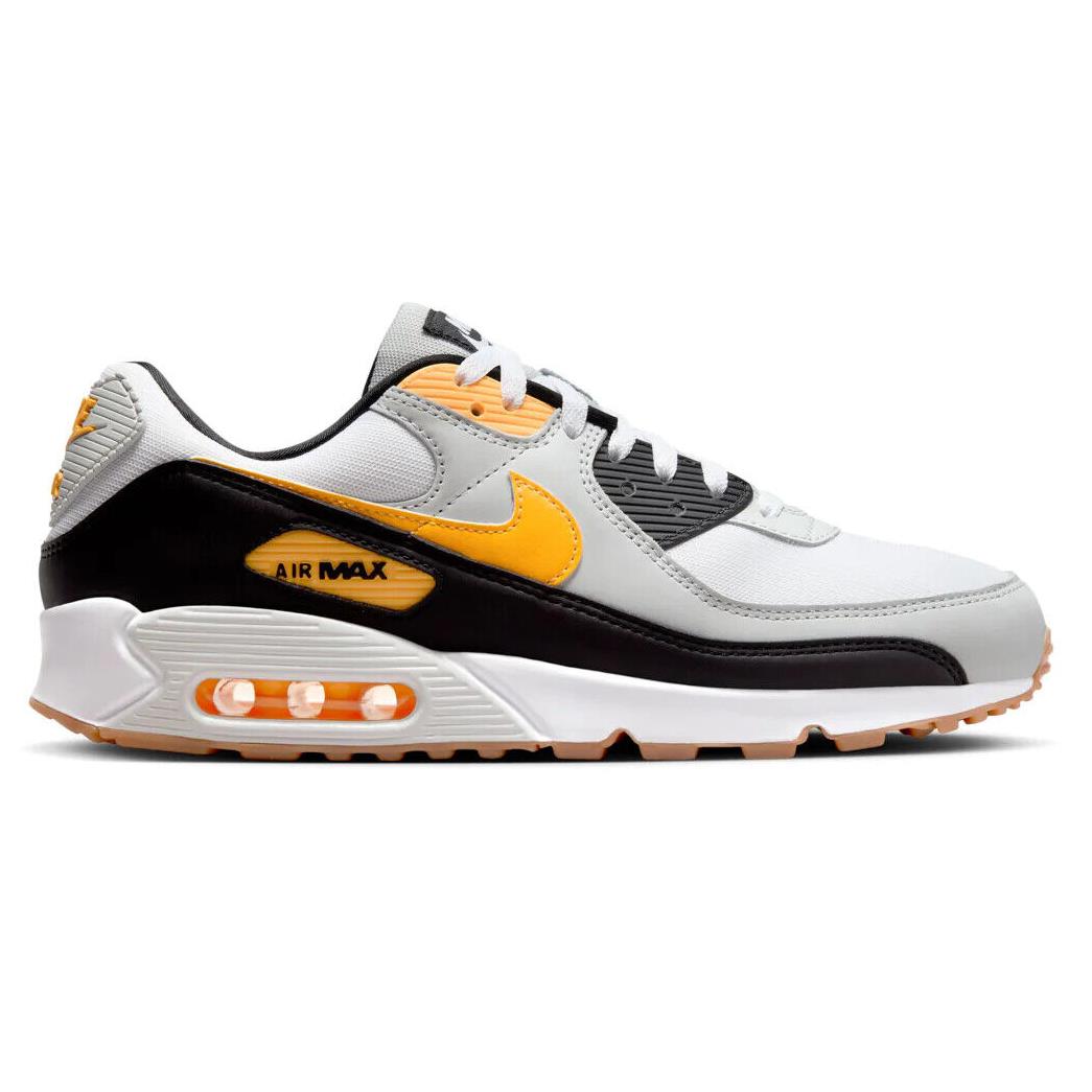 Nike Air Max 90 Men`s Casual Shoes White Laser Orange Gum US Size 9.5
