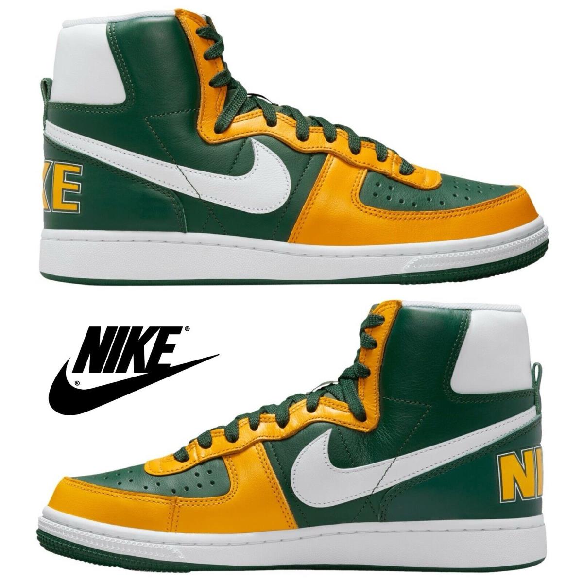 Nike Terminator High Men`s Basketball Shoes Sneakers Comfort Game Court Green - Green, Manufacturer: Yellow/Green/Black