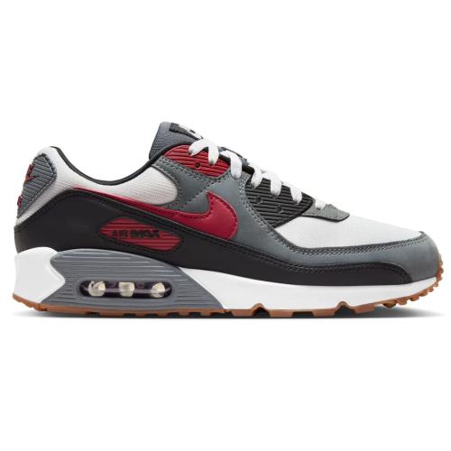 Nike Air Max 90 Men`s Casual Shoes White Team Red Cool Grey US Size 8.5