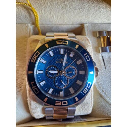 Invicta Pro Diver 27998 Blue Dial Two Tone Stainless Steel Wrist Watch For Men