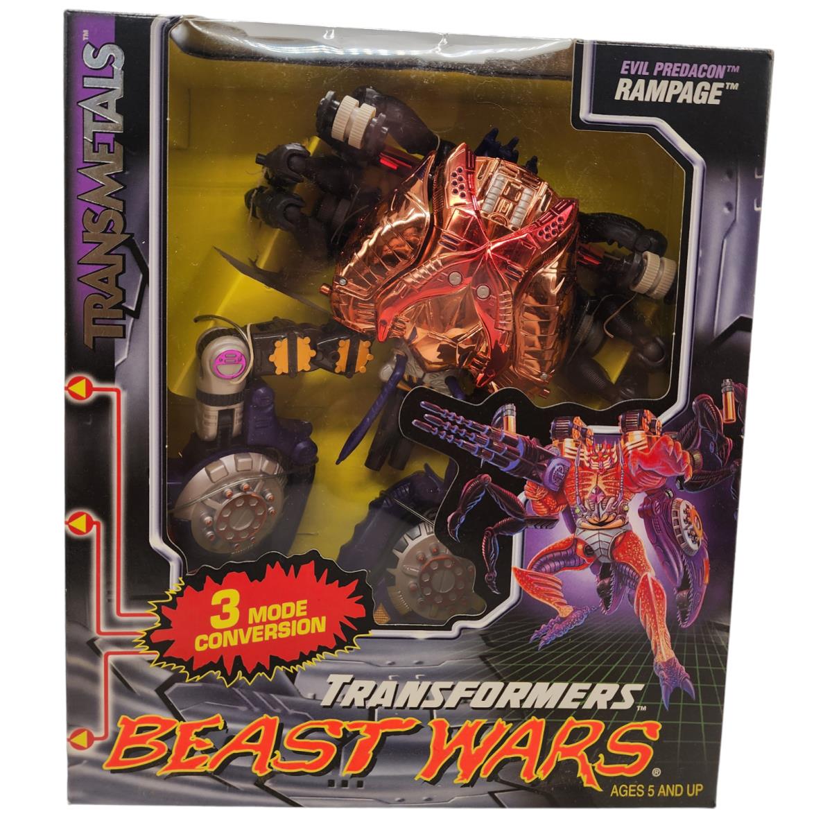 Hasbro 1998 Transformers Beast Wars Deluxe Transmetals Rampage Rare