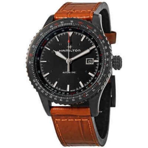 Hamilton Khaki Aviation Converter Automatic Black Dial Men`s Watch H76625530 - Dial: Black, Band: Brown, Bezel: Black