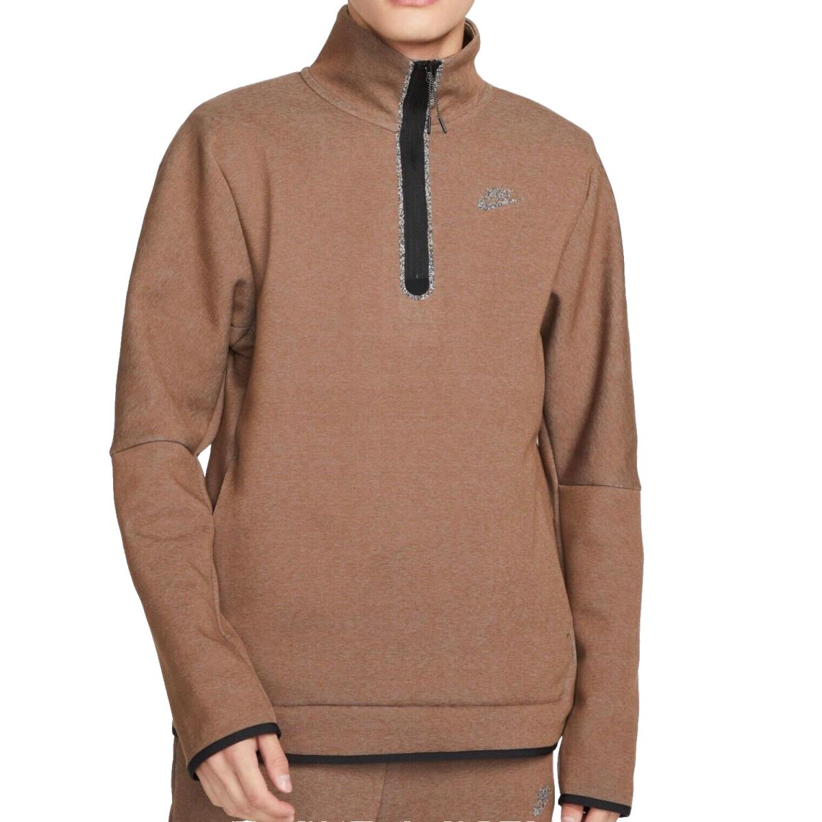 Nike Tech Fleece 1/2 Zip Sweatshirt DQ4314-259 Brown Heather Men`s Medium M