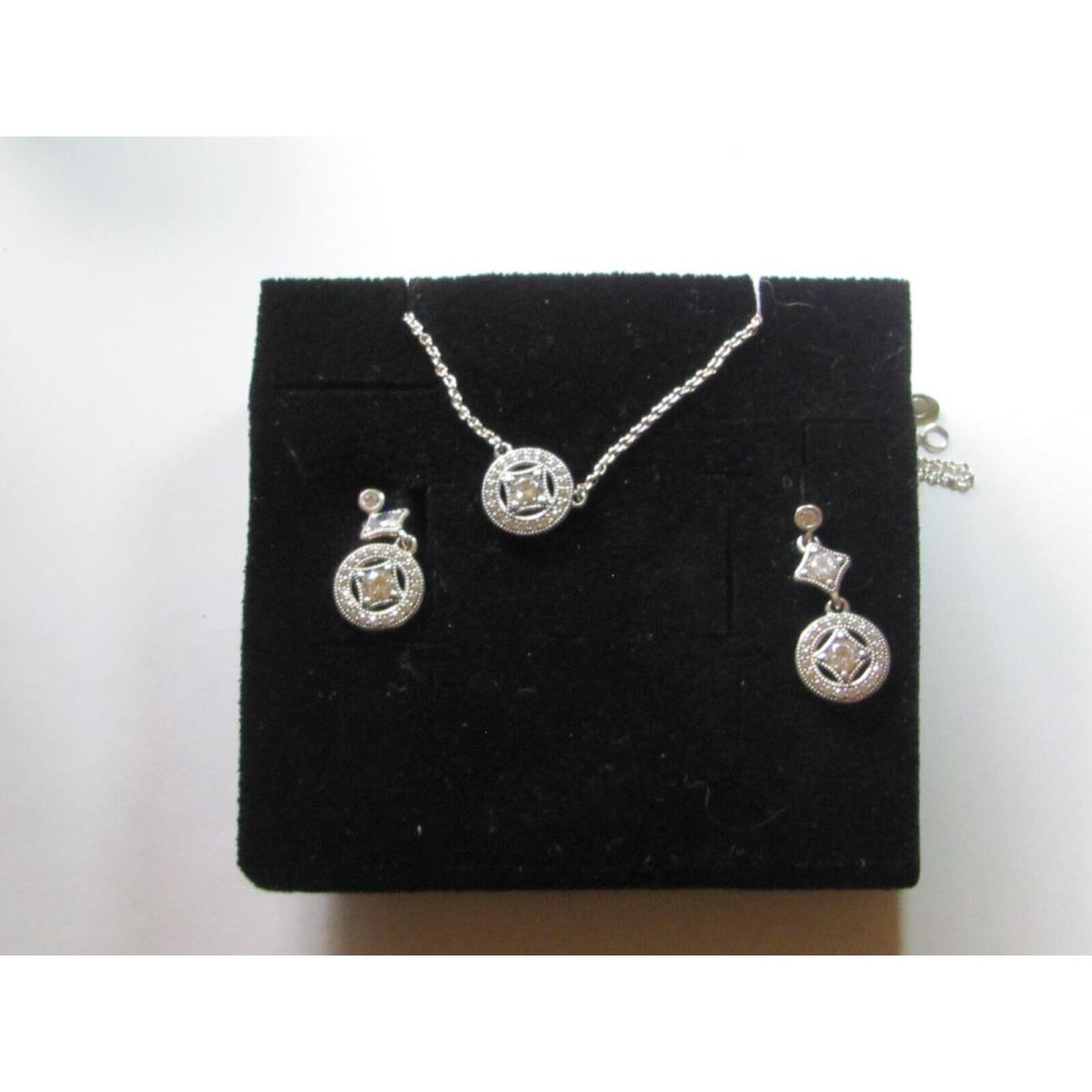 Pandora Sparkling Double Halo Necklace Stud Earrings Jewelry Set