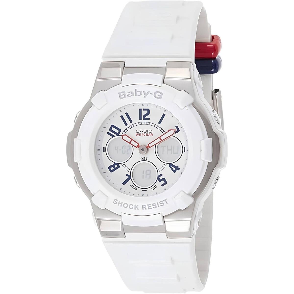 Casio Women`s Watch Baby-g White Analog-digital Dial Resin Strap BGA110TR-7B