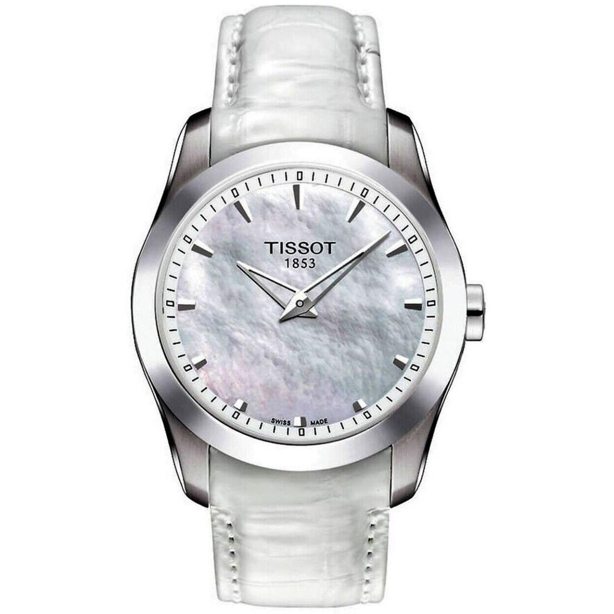 Tissot Couturier Womens Mother Of Pearl Dial Stainless Steel Leather Watch