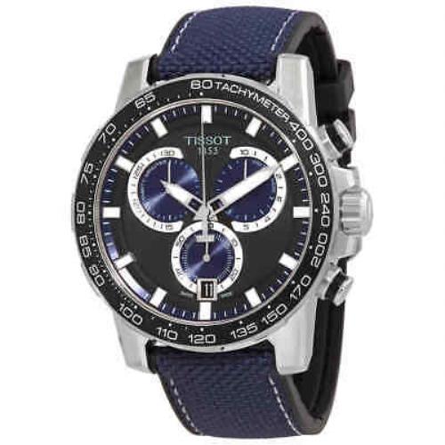 Tissot Supersport Chronograph Quartz Black Dial Men`s Watch T125.617.17.051.03 - Dial: Black, Band: Blue, Bezel: Black