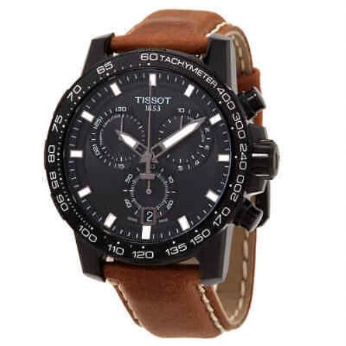 Tissot Supersport Chronograph Quartz Black Dial Men`s Watch T125.617.36.051.01 - Dial: Black, Band: Brown, Bezel: Black
