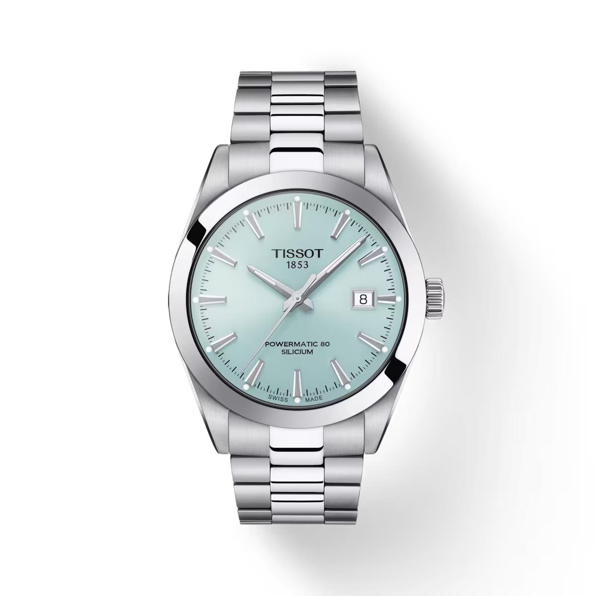 Tissot Men`s Gentleman Powermatic 80 Silicium 40mm Watch T127.407.11.351.00 - Dial: Blue, Band: Silver