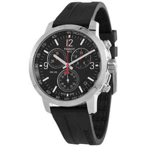 Tissot Prc 200 Chronograph Quartz Black Dial Men`s Watch T114.417.17.057.00 - Dial: Black, Band: Black, Bezel: Silver