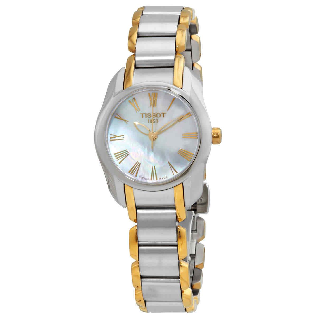 Tissot T-wave Quartz White Mop Dial Two-tone Ladies Watch T023.210.22.113.00