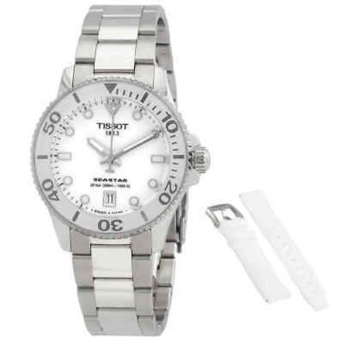 Tissot Seastar Quartz White Dial Men`s Watch T120.210.11.011.00 - Dial: White, Band: Silver, Bezel: Silver
